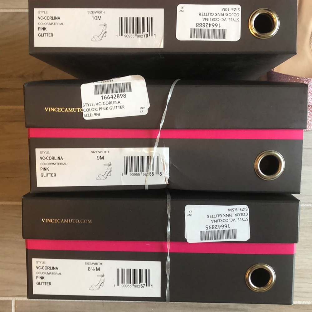 NIB Vince Camuto pink glitter “Corlina” heels - Picture 8 of 8